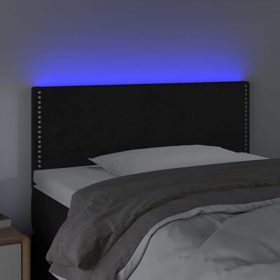 vidaXL Cabeceira de cama c/ luzes LED veludo 80x5x78/88 cm preto