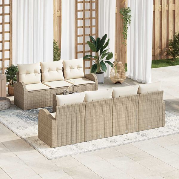 vidaXL Conjunto de Sof&aacute; de Jardim Bege 55 x 55 x 37 cm vime PE