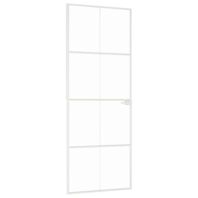 vidaXL Porta interior 76x201,5cm vidro temperado/alumínio fino branco
