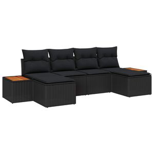 vidaXL Conjunto de Sof&aacute; de Jardim 6 pcs Preto Rattan de Polipropileno