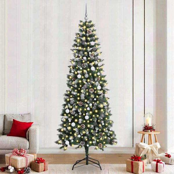 vidaXL &Aacute;rvore de Natal Artificial Verde 240 cm PVC, Pl&aacute;stico e A&ccedil;o
