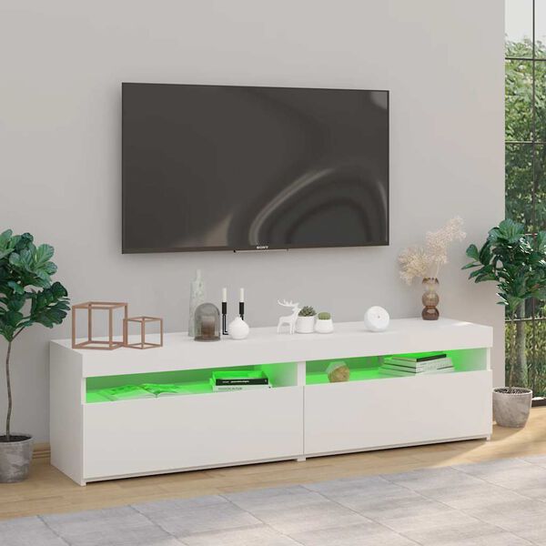 vidaXL M&oacute;veis de TV com luzes LED 2 pcs 75x35x40 cm branco brilhante