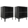 vidaXL Mesas cabeceira pernas metal 2 pcs 40x30x50 cm preto brilhante