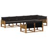 vidaXL Conjunto de Sof&aacute;s para Exterior 8 pcs Natural e Preto
