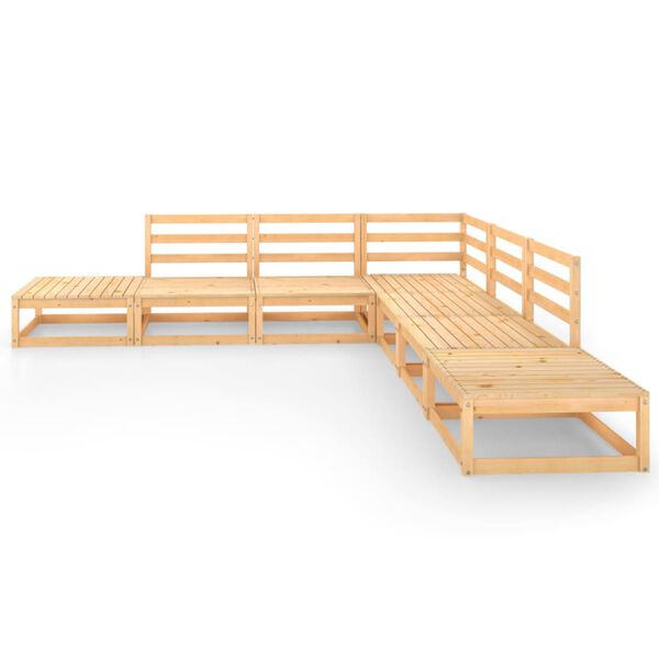 vidaXL 7 pcs conjunto lounge de jardim pinho maci&ccedil;o