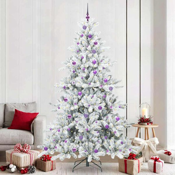 vidaXL &Aacute;rvore de Natal Articulada Artificial Branco 240 cm PVC e A&ccedil;o