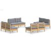 vidaXL 8 pcs conjunto lounge de jardim + almofad&otilde;es cinza pinho