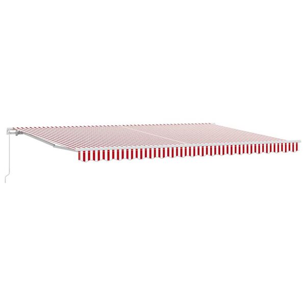 vidaXL Toldo Retrátil Vermelho e Branco 500 × 300 cm Tecido e Metal