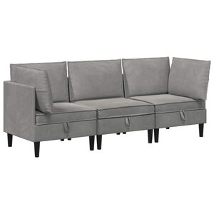 vidaXL Conjunto de M&oacute;veis para Sala de Estar 3 unid. Cinzento-claro