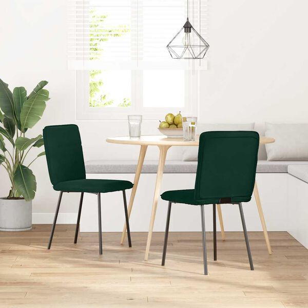 vidaXL Cadeiras de jantar 2 pcs veludo verde-escuro