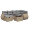 vidaXL 7 pcs conj. sof&aacute;s jardim c/ almofad&otilde;es vime PE bege misturado