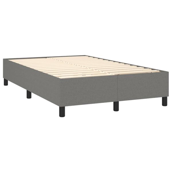 vidaXL Cama com molas/colch&atilde;o 120x200 cm tecido cinzento-escuro