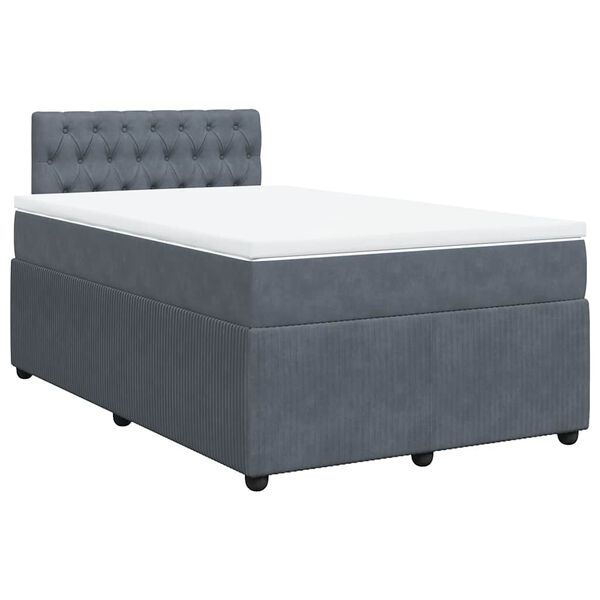 vidaXL Cama boxspring com colch&atilde;o 120x200 cm veludo cinzento-escuro