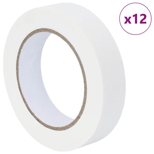 vidaXL Fitas de M&aacute;scara para Pintores 12 pcs Branco 25mm x 50m Papel