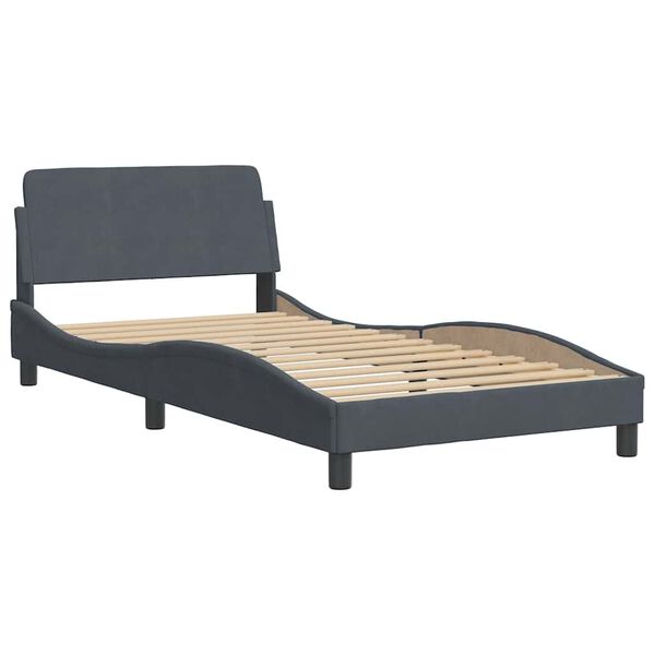 vidaXL Estrutura de cama sem colch&atilde;o 100x200 cm veludo cinzento-escuro