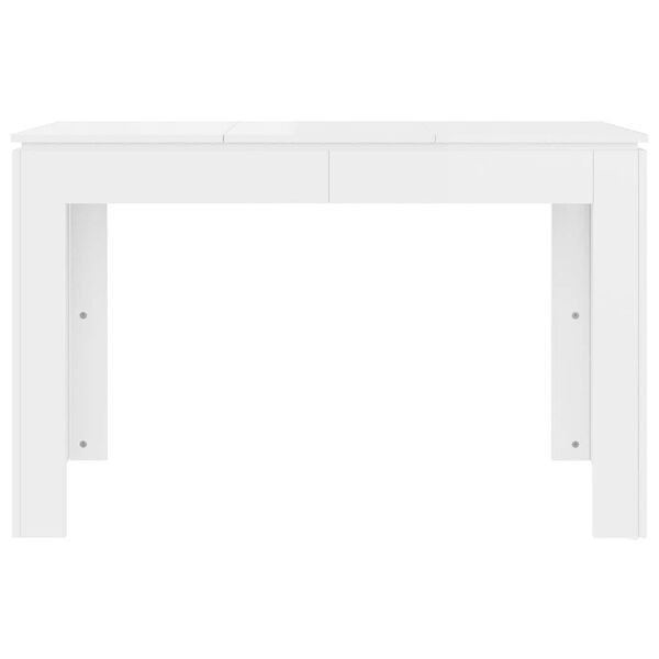 vidaXL Mesa de jantar 120x60x76 cm contraplacado branco brilhante