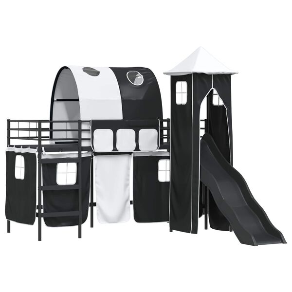 vidaXL Estrutura de Cama Loft para Crian&ccedil;as Preto 74,5 x 190 cm Metal