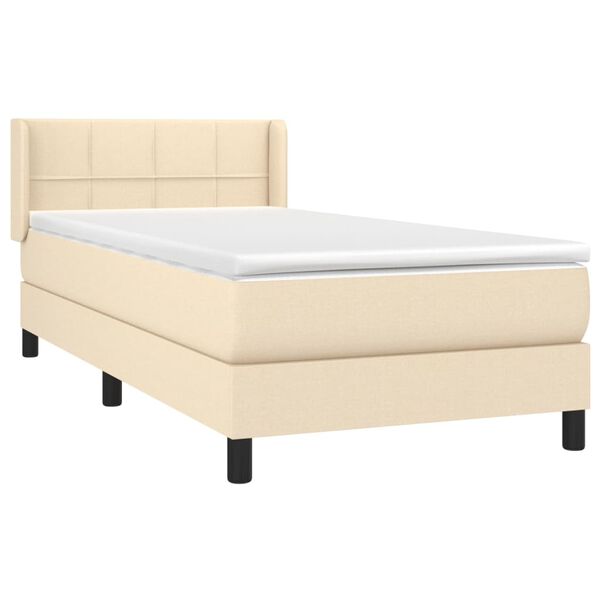 vidaXL Cama com molas/colch&atilde;o 80x200 cm tecido cor cr&egrave;me