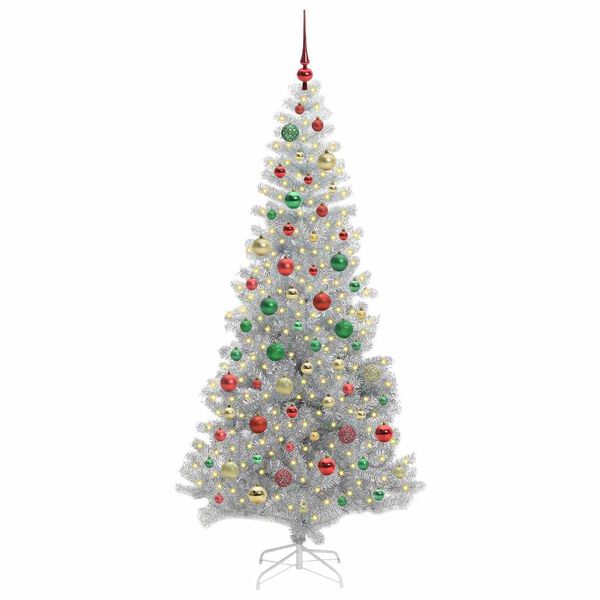 vidaXL &Aacute;rvore de Natal com 300 LEDs com suporte Prateado 180 cm PET