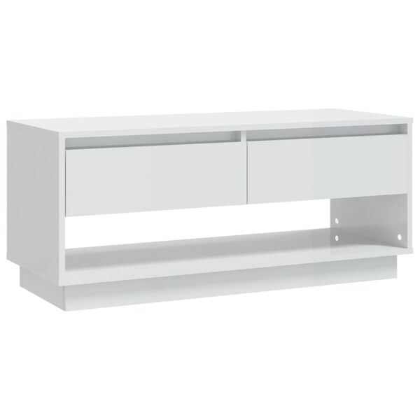 vidaXL Móvel p/ TV 102x41x44 cm derivados madeira branco brilhante