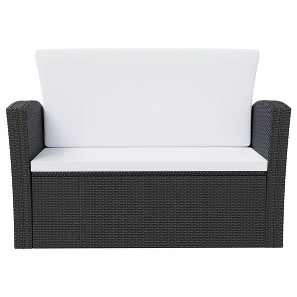 vidaXL 8 pcs conjunto lounge de jardim c/ almofad&otilde;es vime PE preto