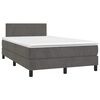 vidaXL Cama box spring colch&atilde;o LED 120x190cm couro artif. cinza-escuro