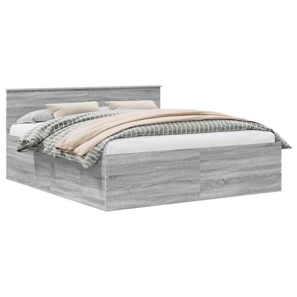 vidaXL Estrutura da Cama Cinza Sonoma 200 x 200 cm Madeira processada