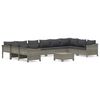 vidaXL 11 pcs conjunto lounge de jardim c/ almofad&otilde;es vime PE cinzento