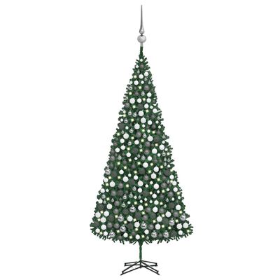 vidaXL Árvore Natal artificial pré-iluminada c/ bolas/LEDs 500cm verde
