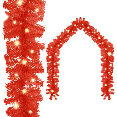 vidaXL Grinalda de Natal com luzes LED 5 m vermelho