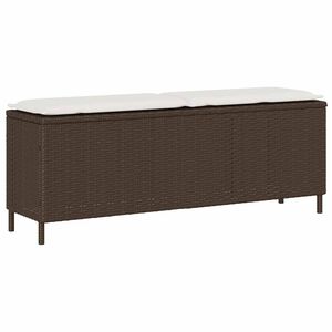 vidaXL Banco de jardim com almofad&atilde;o 110x30x40,5 cm vime PE castanho