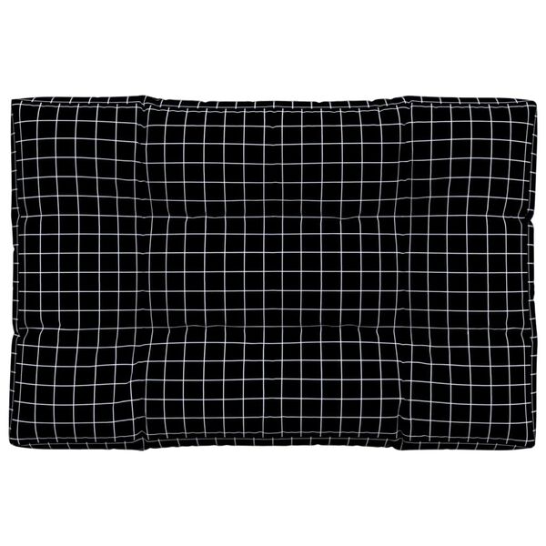 vidaXL Almofad&atilde;o para sof&aacute; de paletes 120x80x12 cm tecido xadrez preto
