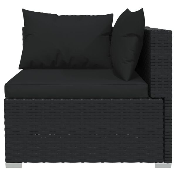 vidaXL 10 pcs conjunto lounge de jardim c/ almofad&otilde;es vime PE preto