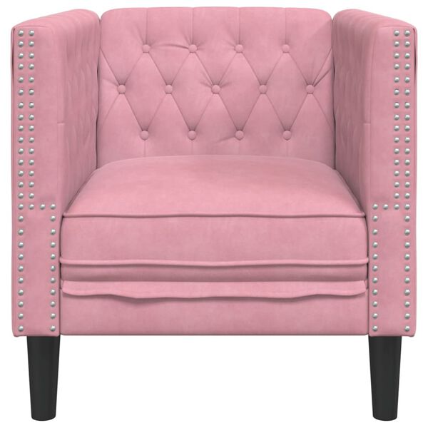 vidaXL Sof&aacute; chesterfield veludo rosa