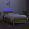 vidaXL Cama box spring c/ colch&atilde;o e LED 90x190 cm tecido verde
