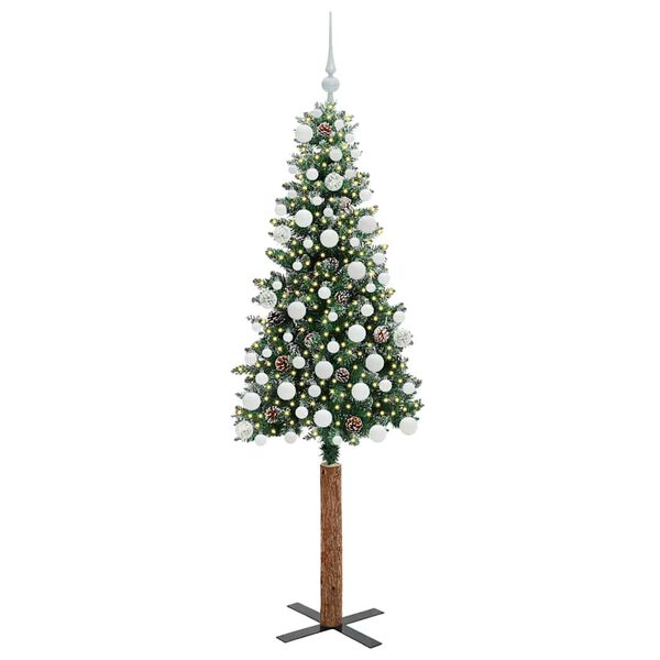 vidaXL &Aacute;rvore de Natal Slim com 300 LEDs com suporte Verde 180 cm