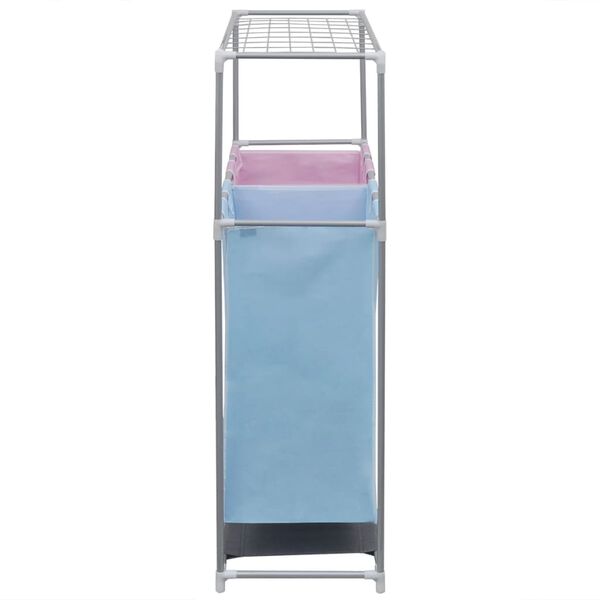 vidaXL Cesto separador para roupa 2 secções c/ prateleira p/ secar