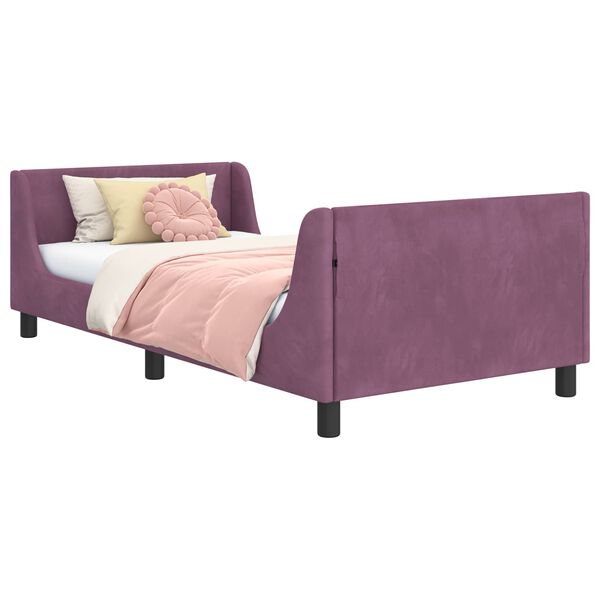 vidaXL Estrutura de Cama Infantil com Cabeceira Roxo 90 x 190 cm