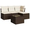 vidaXL 5 pcs conjunto sof&aacute;s p/ jardim c/ almofad&otilde;es vime PE castanho