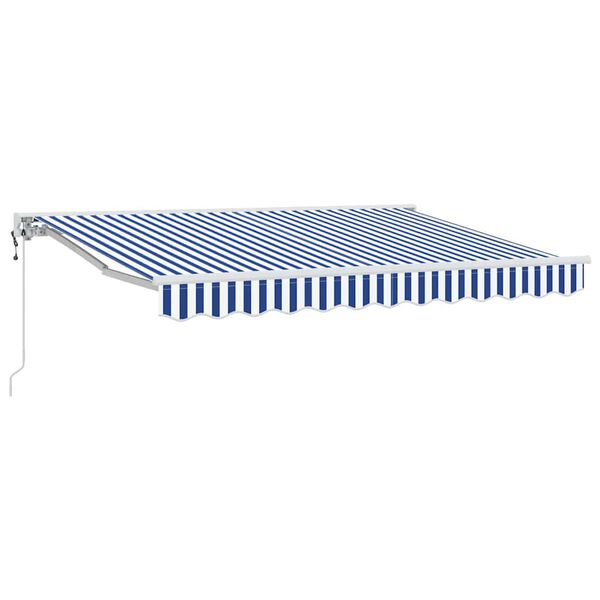 vidaXL Toldo Retr&aacute;til Azul e Branco 250 x 200 cm Alum&iacute;nio e Tecido
