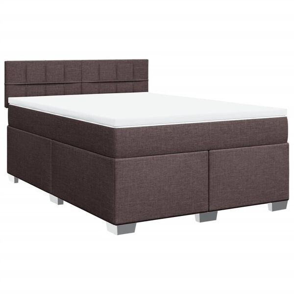 vidaXL Cama com molas/colch&atilde;o 140x190 cm tecido castanho-escuro