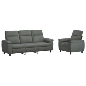 vidaXL Conjunto de Sof&aacute;s 2 pcs Cinzento-Escuro Tecido
