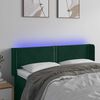 vidaXL Cabeceira cama c/ luzes LED veludo 147x16x78/88 cm verde-escuro