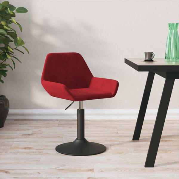 vidaXL Cadeira de jantar girat&oacute;ria veludo vermelho-tinto
