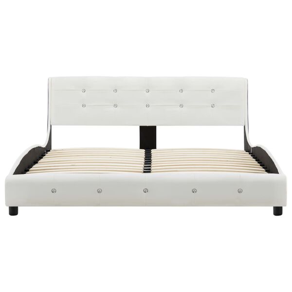 vidaXL Estrutura de cama sem colch&atilde;o 135x190cm couro artificial branco