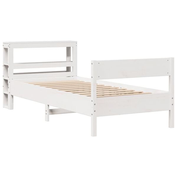 vidaXL Cama sem colch&atilde;o 90x190 cm madeira de pinho maci&ccedil;a branco