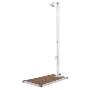 vidaXL Chuveiro de jardim c/ base castanha 220 cm a&ccedil;o inoxid&aacute;vel