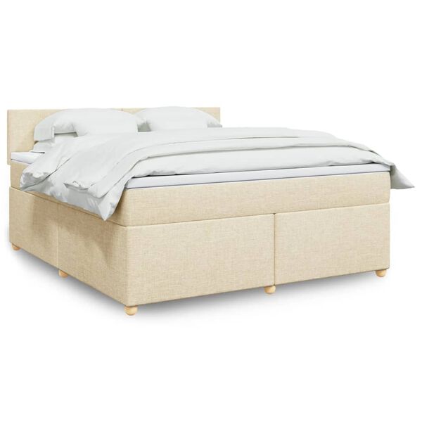 vidaXL Cama com molas/colch&atilde;o 180x200 cm tecido cor creme