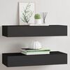 vidaXL Prateleiras de parede c/ gavetas 2 pcs MDF 60x23,5x10 cm preto
