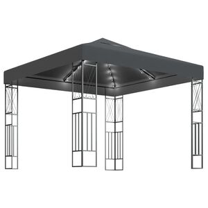 vidaXL Gazebo com cord&otilde;es de luzes LED 3x3 m tecido antracite